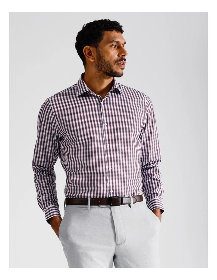 Tailored Long Sleeve Shirt 2 Colour Mid Check In Red