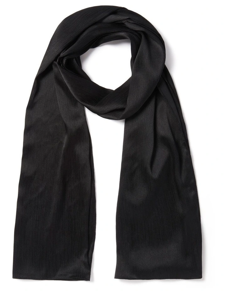 Cora Crinkle Satin Scarf in Black