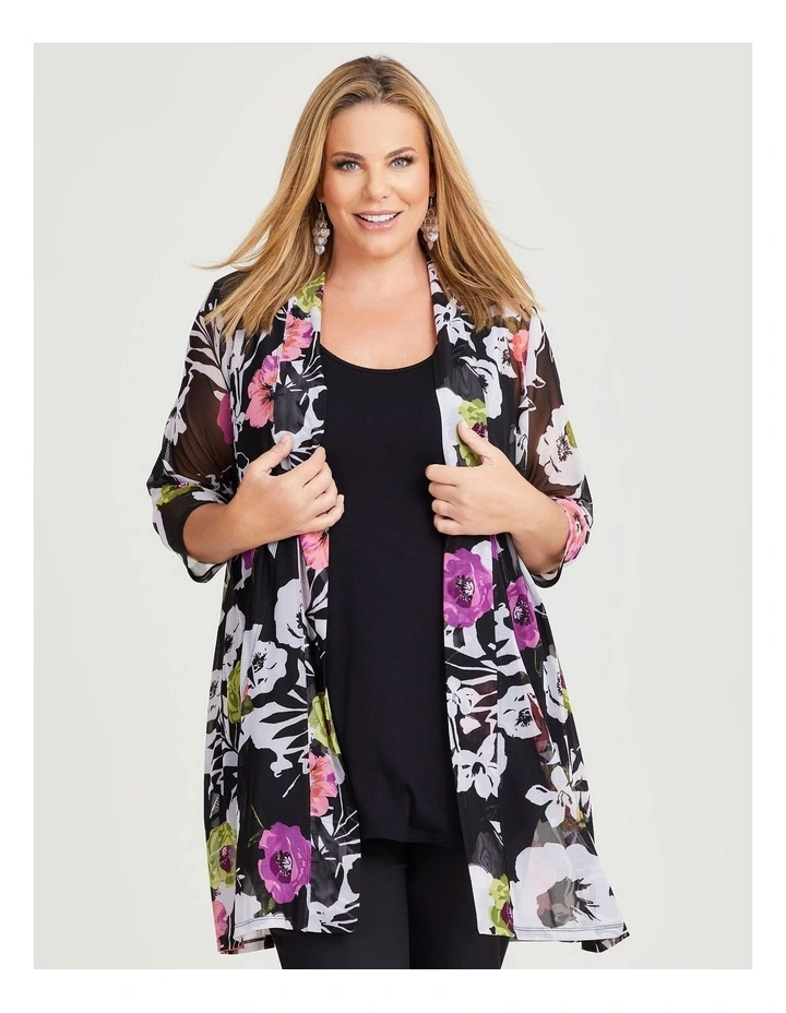 Mesh Cardigan in Floral Print