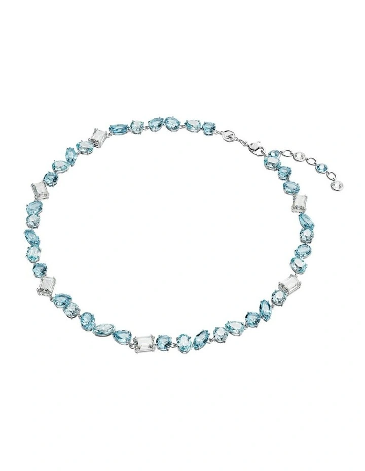Gema Necklace Mixed Cuts Rhodium Plated in Blue