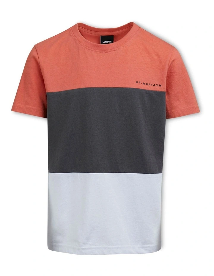 Colour Block Tee (3-7 Years) in Melon