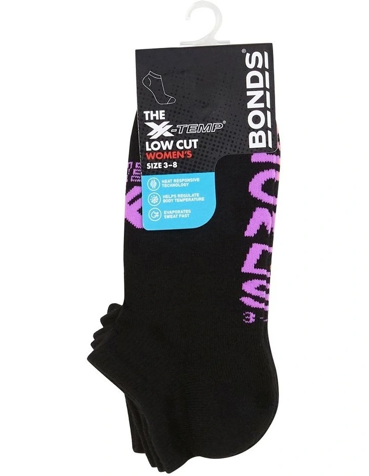 Womens X-Temp Low Cut Socks 3 Pack in Black