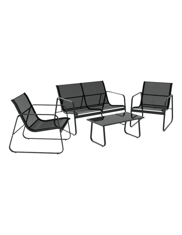 Outdoor Lounge Setting Garden Patio Furniture Textilene Sofa Table Chair in Black