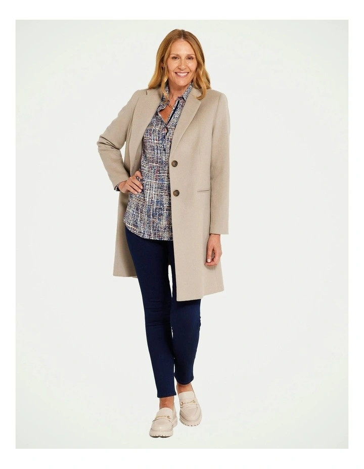Zarina Collar And Revere Coat in Beige
