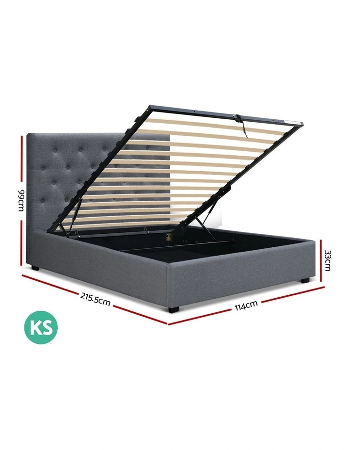 VILA King Single Size Gas Lift Bed Frame Base With Storage