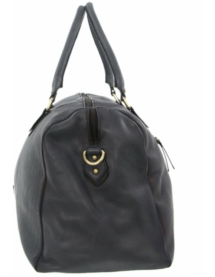 Smooth Leather Overnight Bag in Black