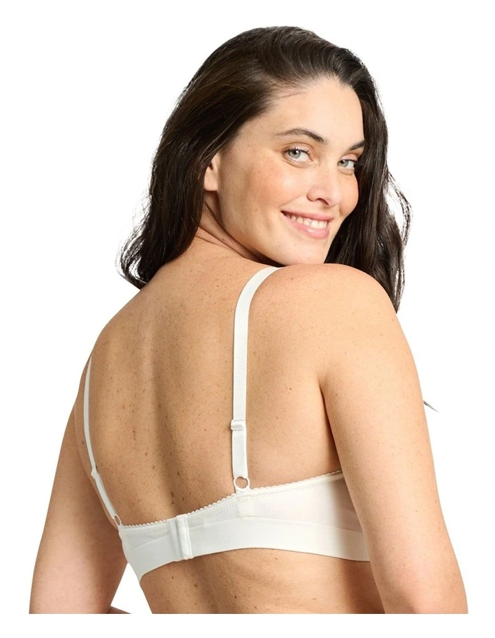 Agathe Comfortable Padded Wirefree Bra with Lace in Ivory