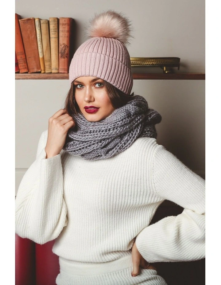 Valentine Wool Blend Beanie in Pink