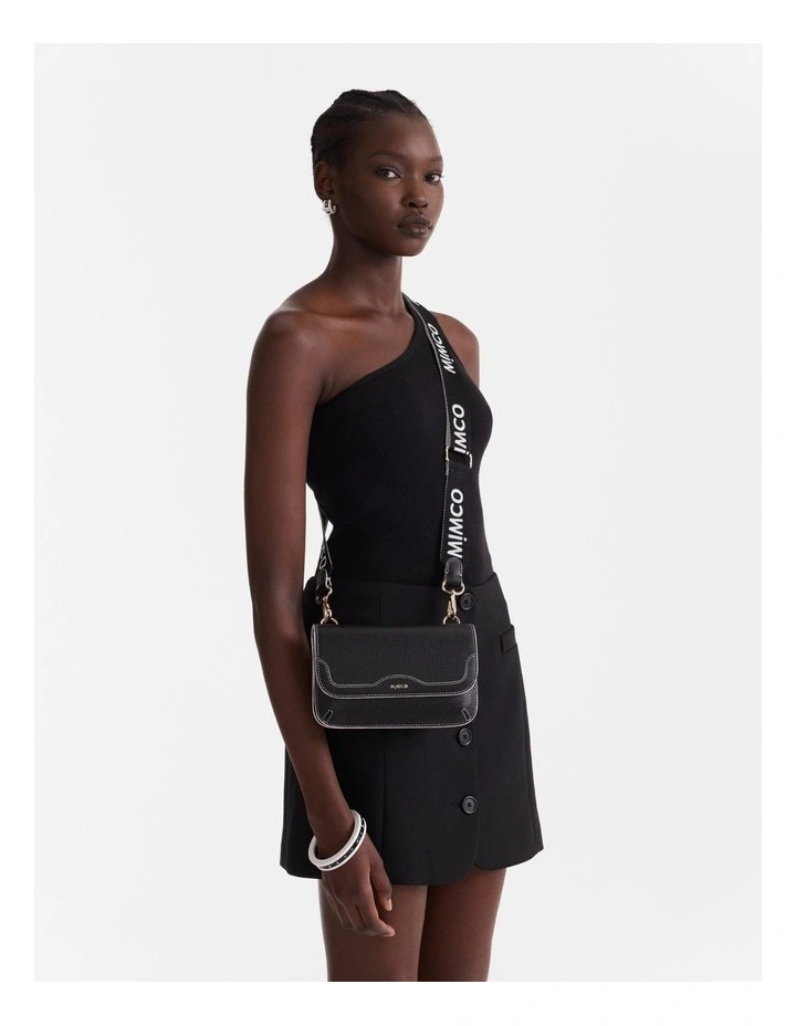 Jett Flapover Crossbody Bag in Black/Light Gold