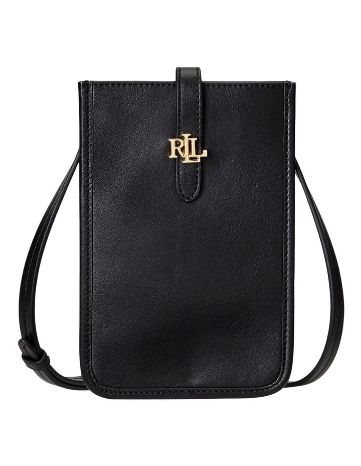 Leather Crossbody Tech Case in Black