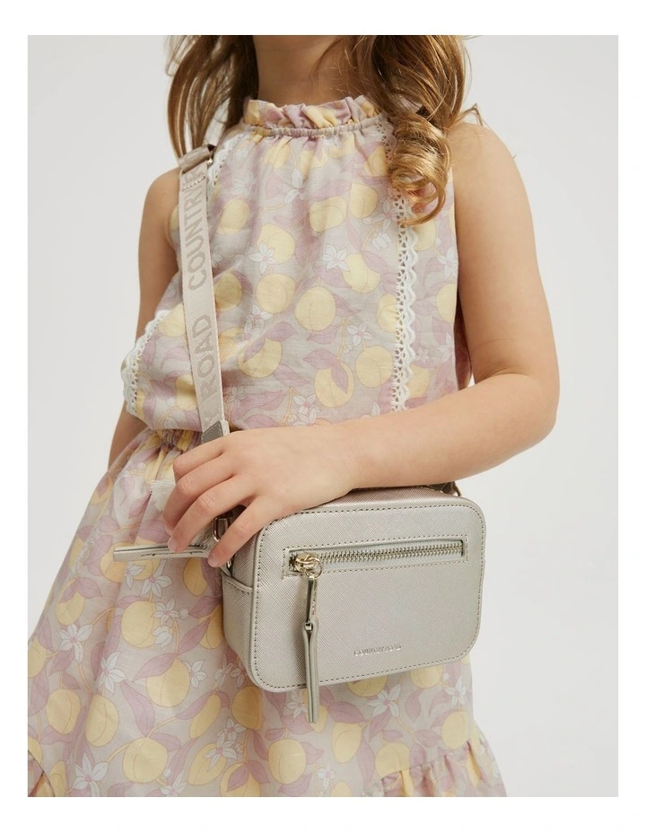 Recycled Polyester Blend Logo Crossbody Bag in Metallic