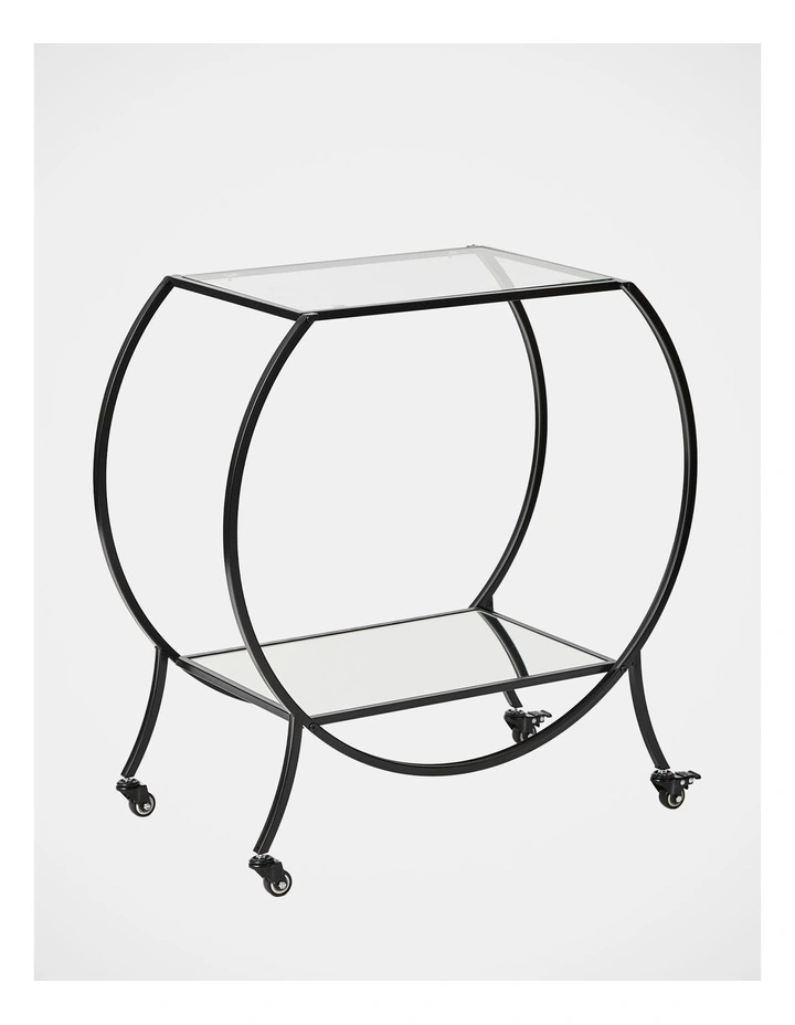 Oliver 86cm Steel Arch Bar Cart in Black