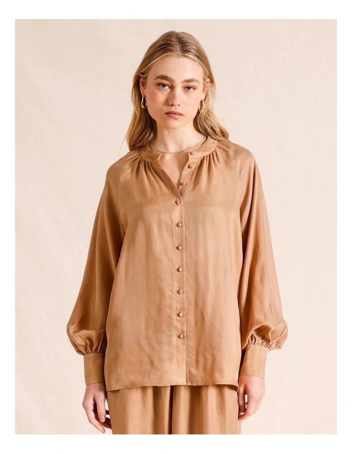 Cupro Soft Blouse in Tan