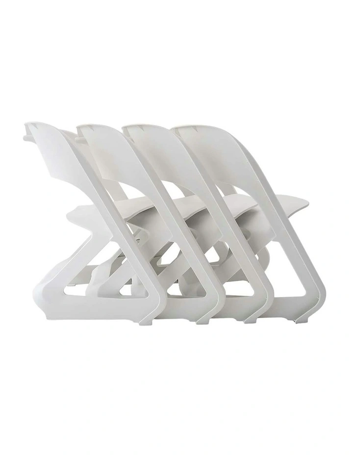 Stackable Plastic Outdoor Chairs x4 in White