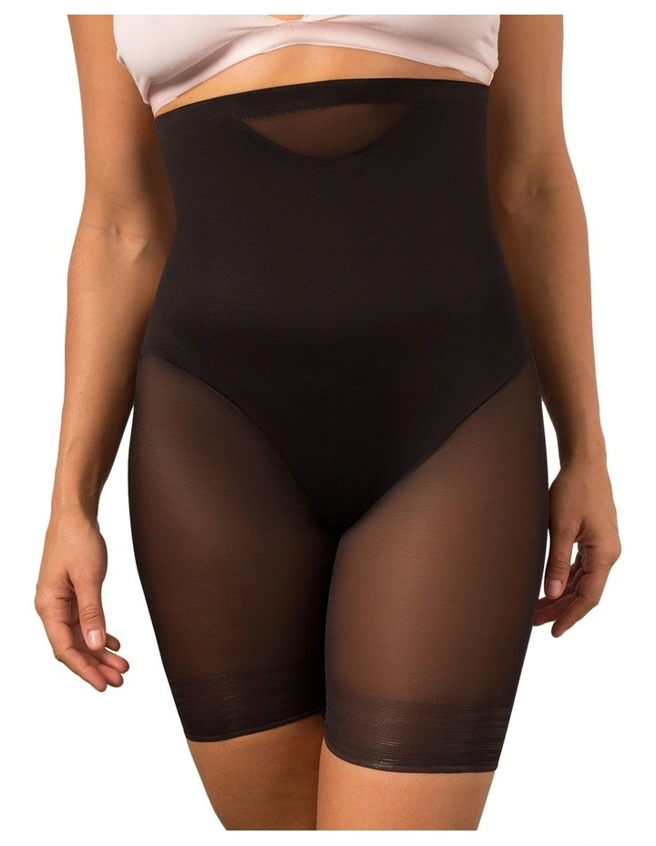 Sheer Shaping X-Firm High Waist Long Leg Thigh Slimmer in Black
