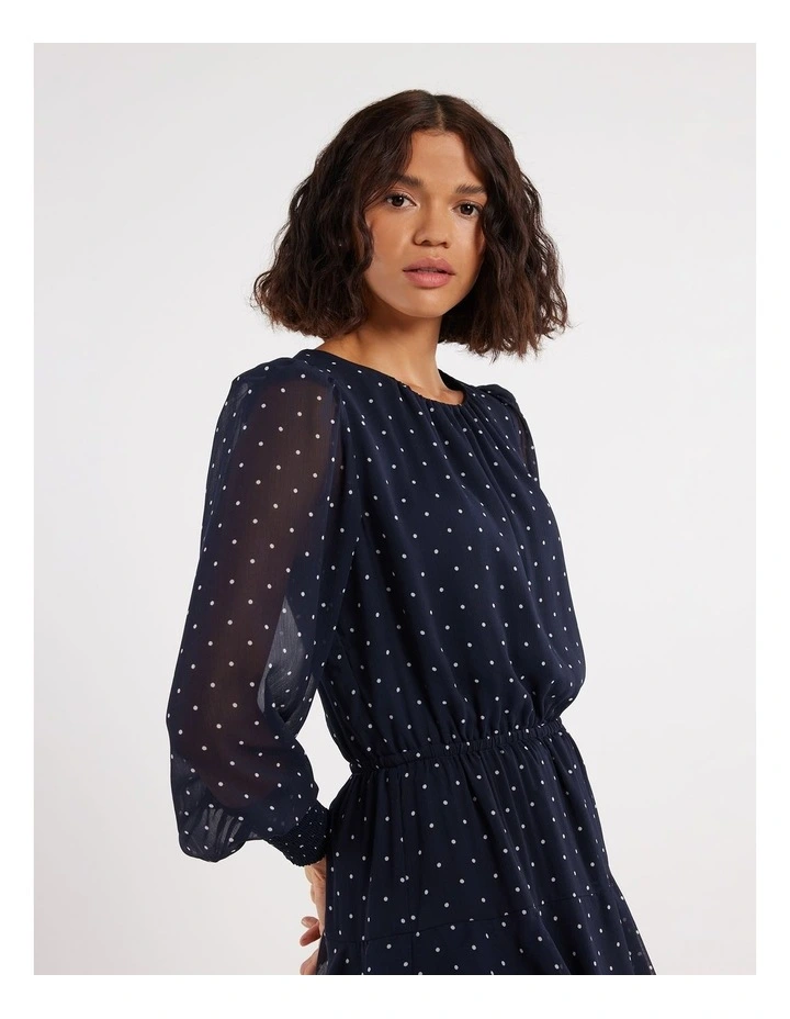 Kelly Spot Dress in Navy/Ivory