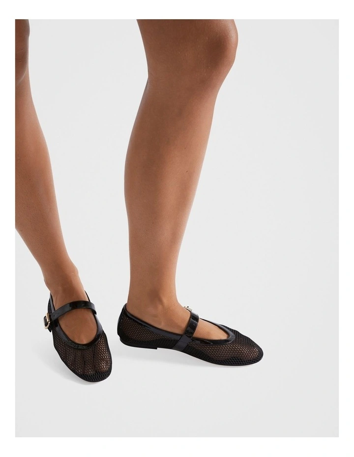 Danielle Mesh Ballet Flat in Black