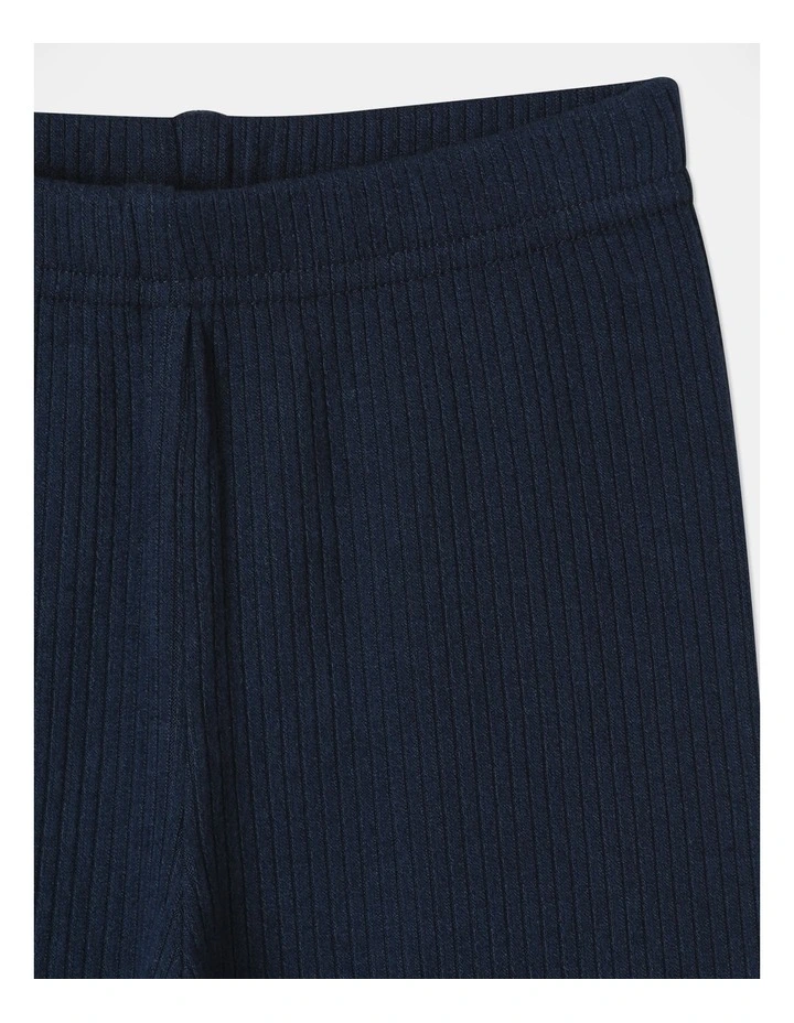 Essential Ribbed Lettuce Edge Legging in Navy