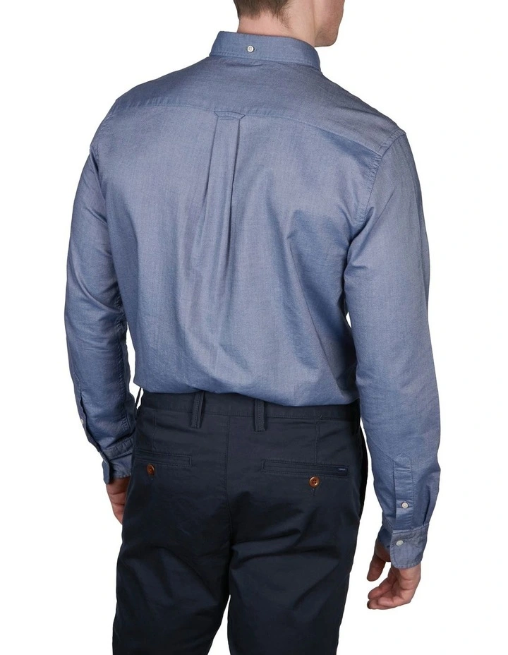 Regular Oxford Broadcloth Long Sleeve Shirt in Blue