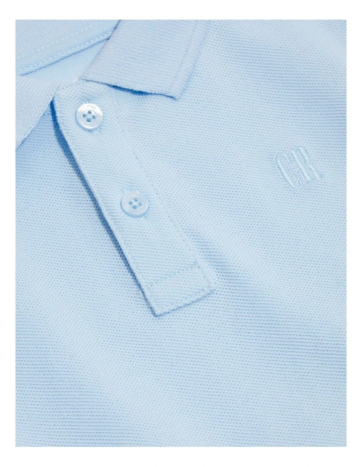 Organically Grown Cotton Polo Shirt in Pale Blue