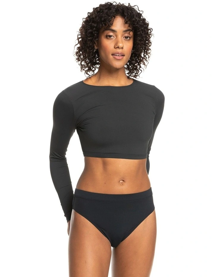 Cropped Long Sleeve Rash Vest in Anthracite