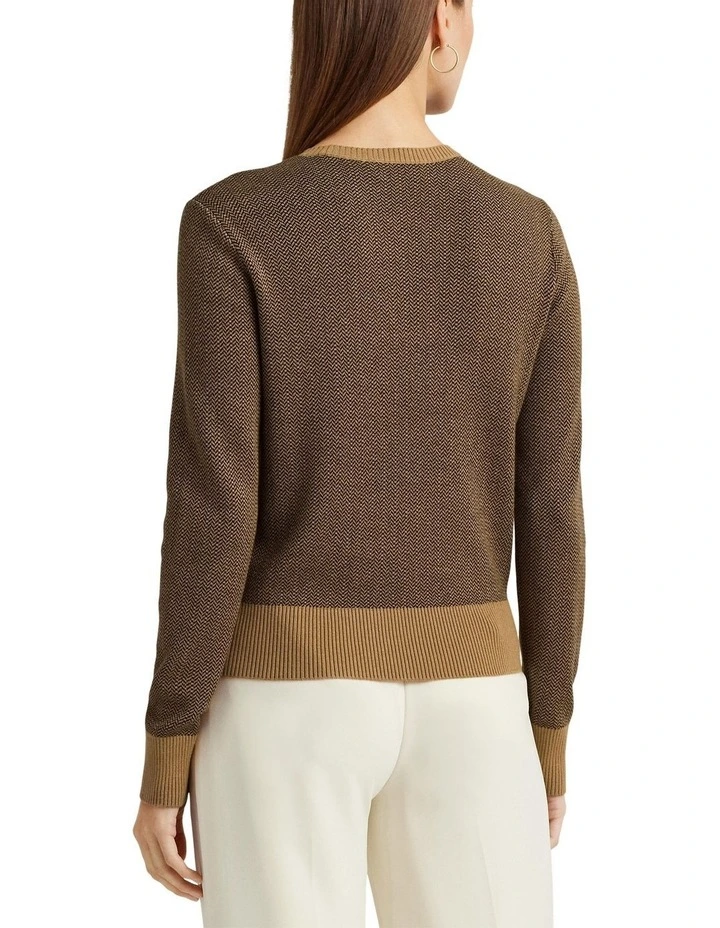 Cotton-Blend Herringbone-Knit Sweater in Multi