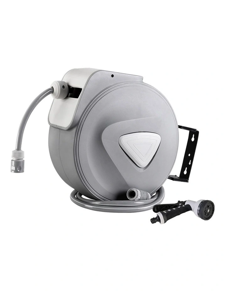 20M Retractable Water Hose Reel Auto Rewind Grey
