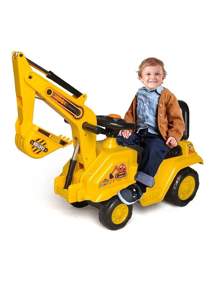 Ride On Excavator Kids/Children Outdoor Tractor Push/Kick Toy w/Lever 3y