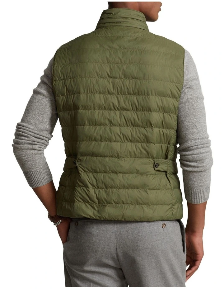 Water-Repellent Quilted Vest in Green