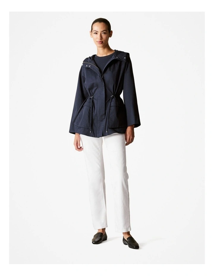 Stretch Cotton Twill Anorak Coat in Night Sky