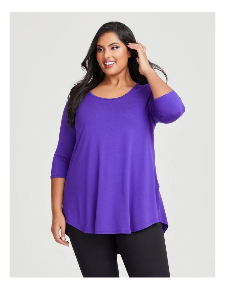 Bamboo Base 3/4 Sleeve Top in Iris
