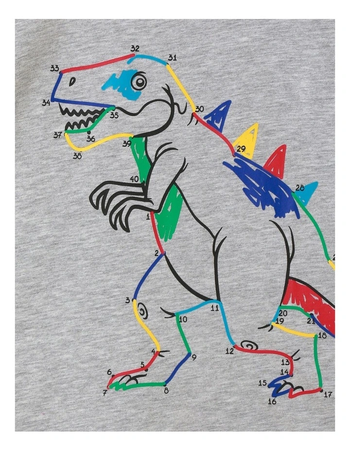 Essentials Long Sleeve Printed T-shirt in Grey Marle
