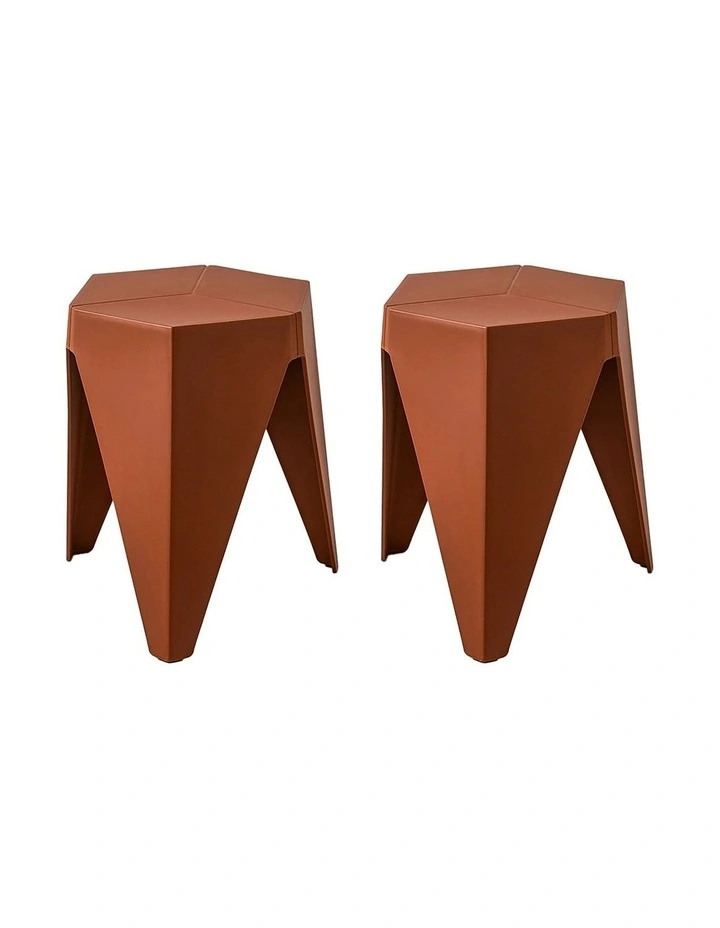 Bar Puzzle Plastic Foot Stool x2 in Red