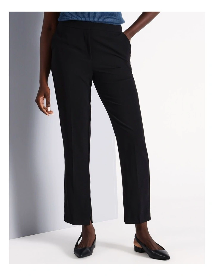 Ava Straight Leg Suit Pant in Black