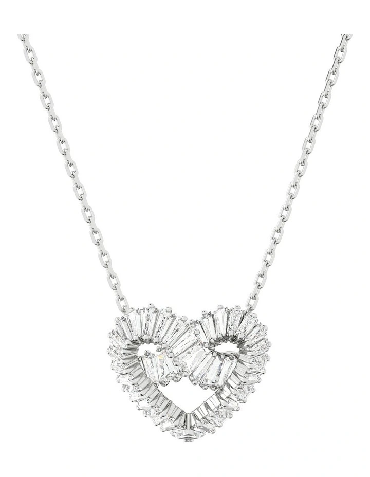 Matrix Pendant Mixed Cuts Heart Rhodium Plated in White