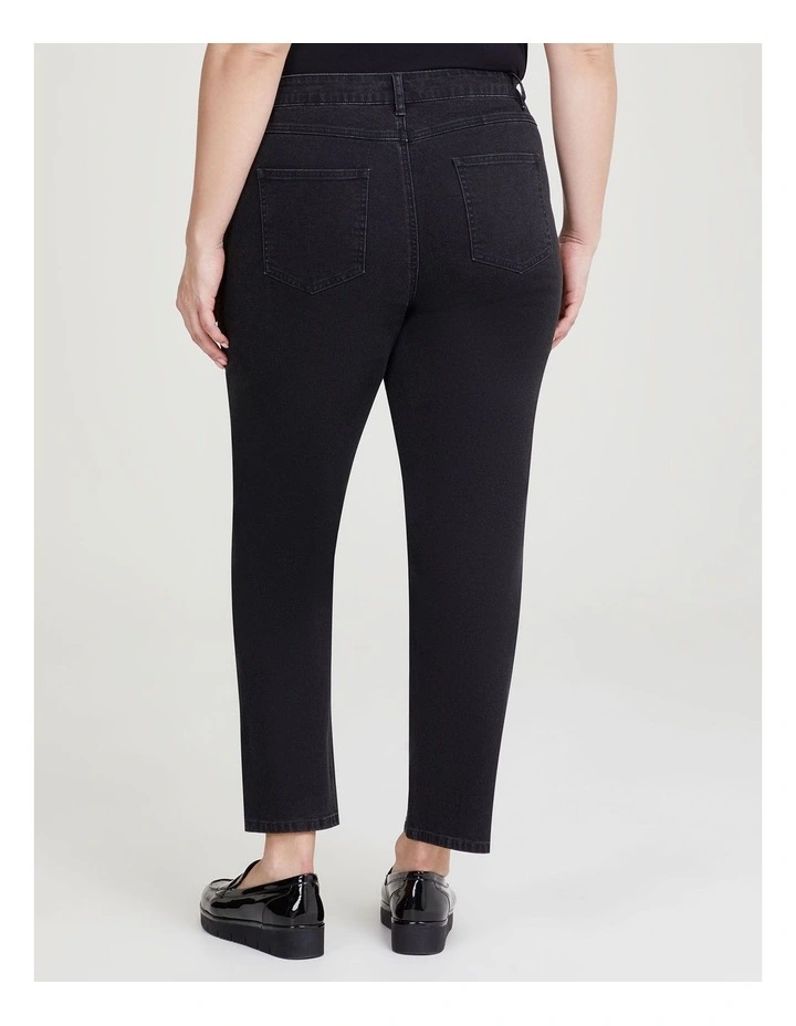 Embellished Straight Leg Jeans in Washed Black