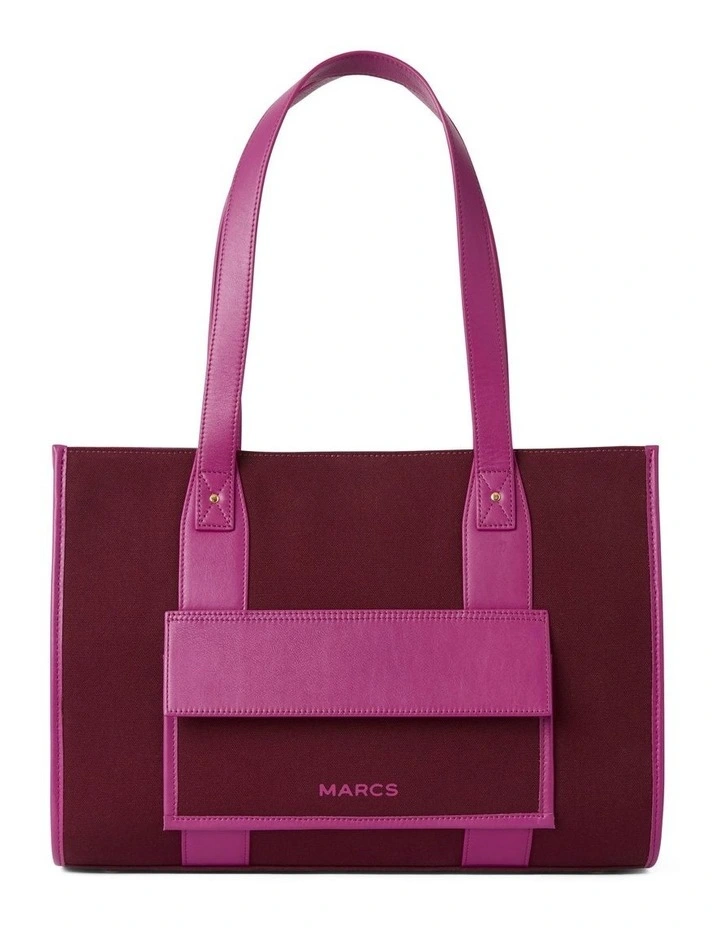 Roxanne Leather Trim Tote Bag in Merlot/Magenta