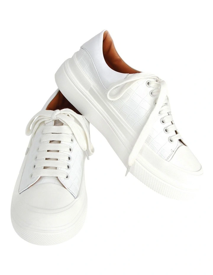 Just A Dream White Croc Leather Sneaker