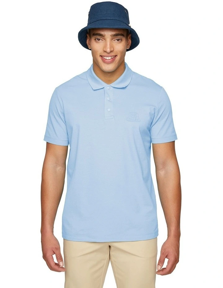 Pique Polo With 3d Logo in Light Blue