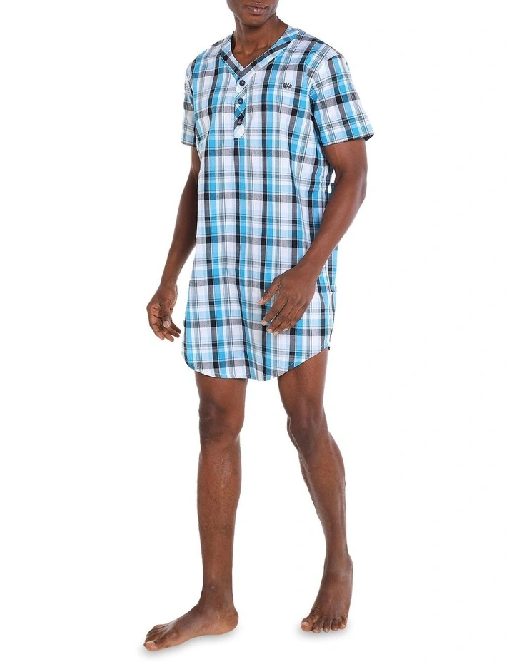 Woven Check Nightshirt in Blue