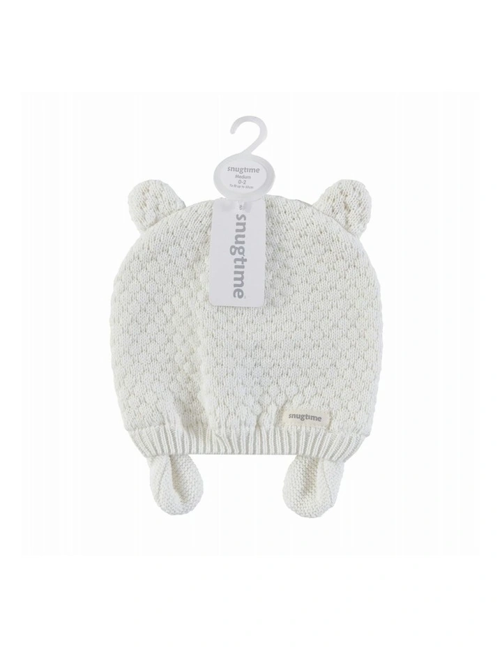 Fancy Knit Earmuff Beanie in Cream