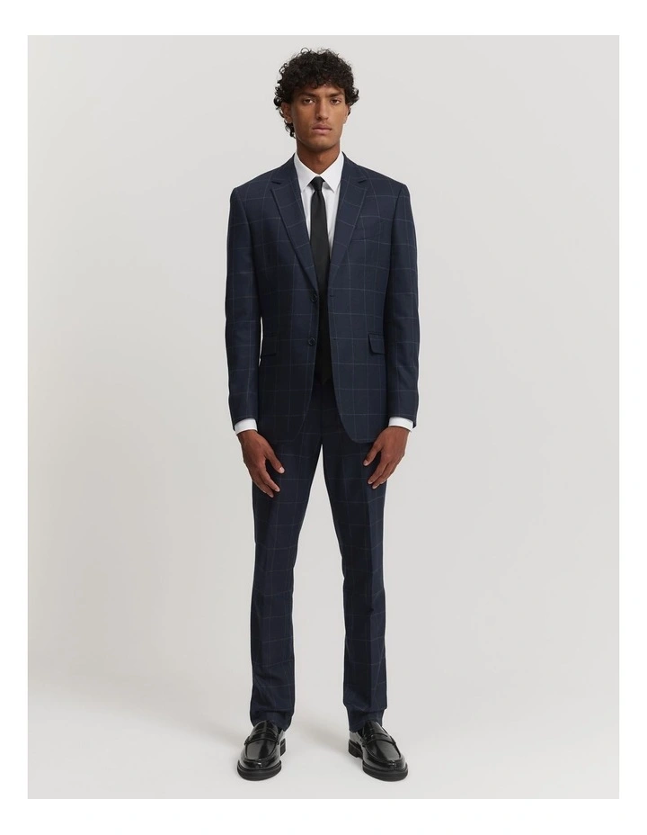 Cotton Wool Check Blazer in Navy