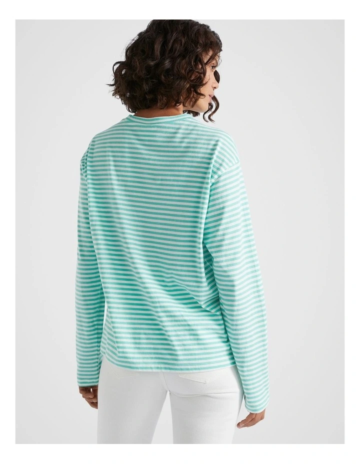 Long Sleeve Stripe Top in Opal Stripe