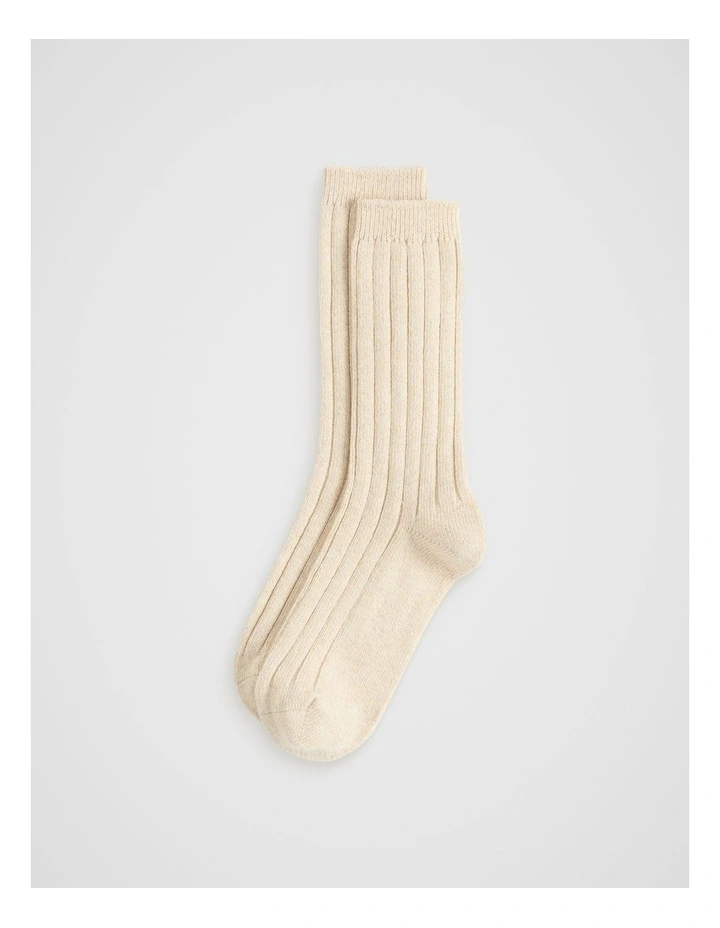 Marled Boot Sock in Beige Marle