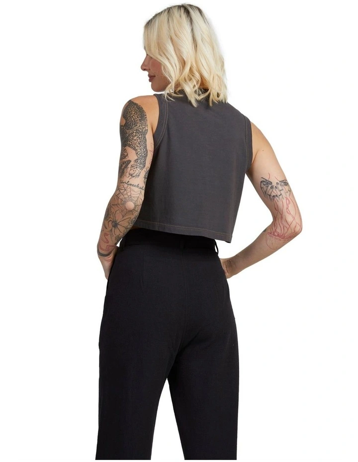 Snake Control Half Muscle Top in Black