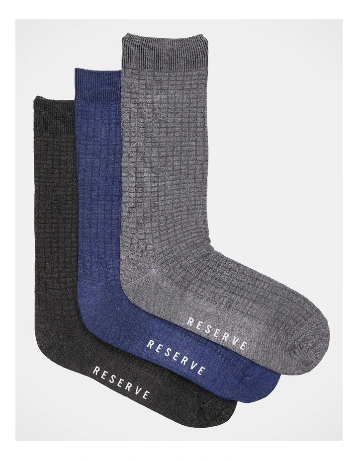 Organic Bamboo Textured Socks 3 Pack in Multi