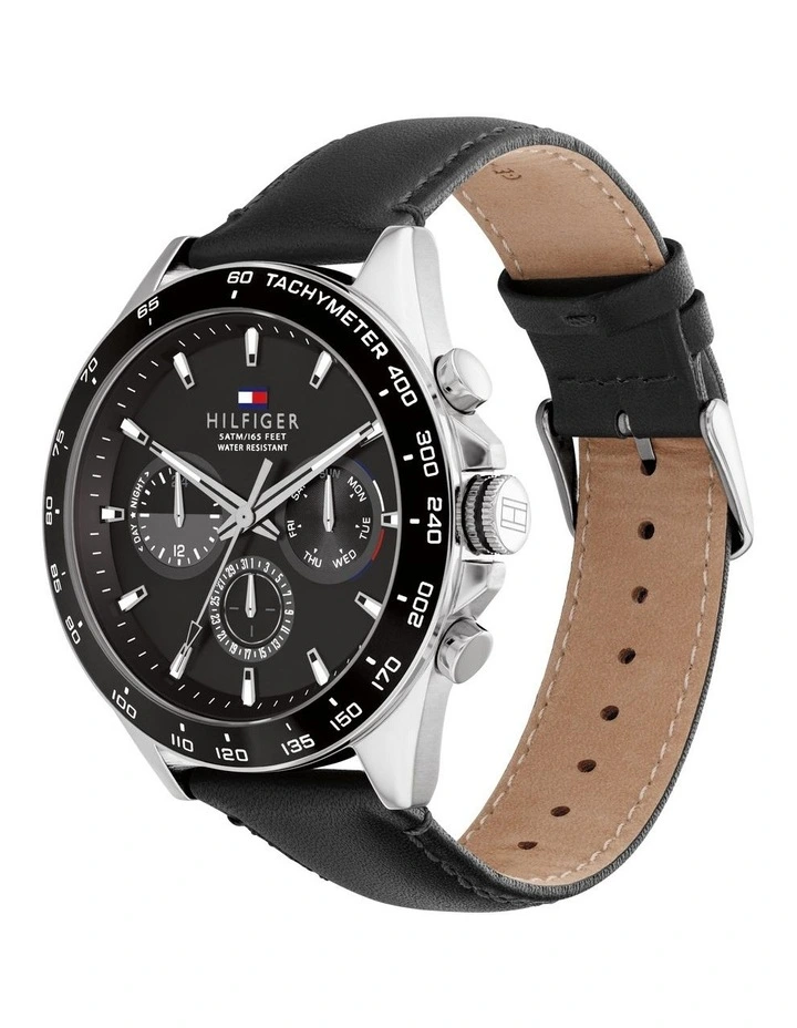 Owen Leather Watch in Black