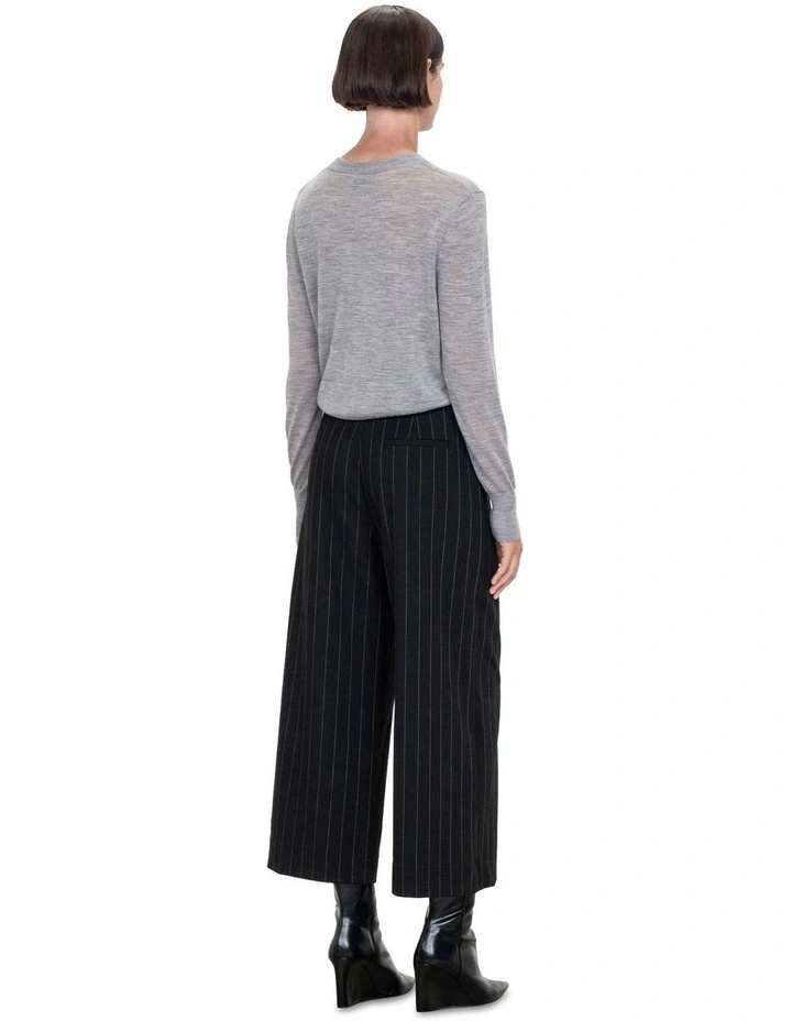 Pinstripe Belted Culottes in Black