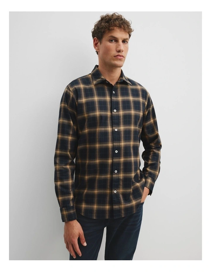 Regular Fit Flannel Check Shirt in Navy