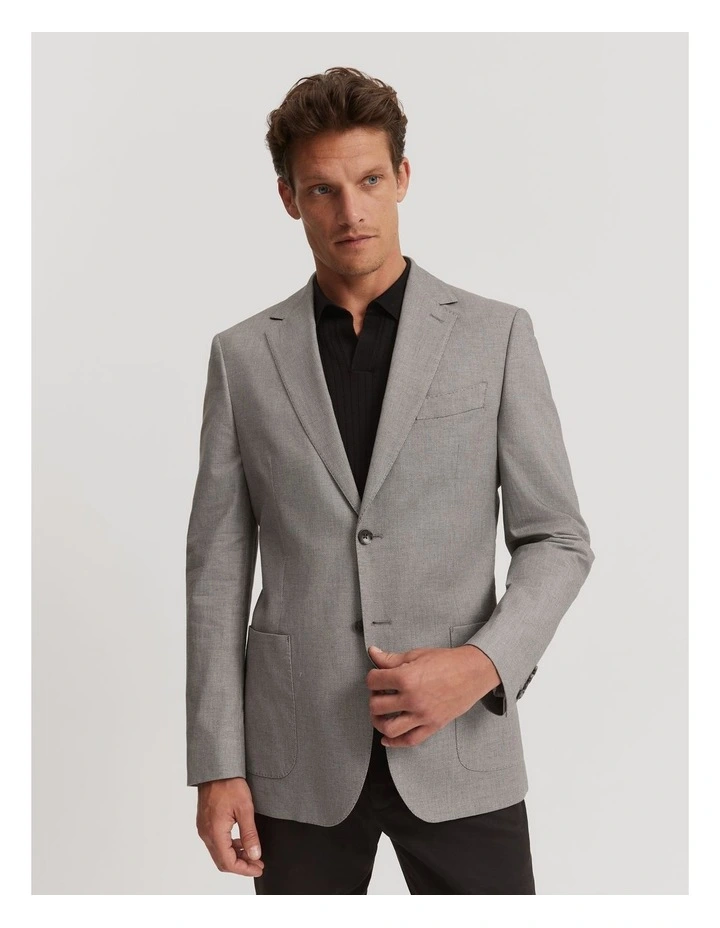 Regular Fit Birdseye Blazer in Charcoal